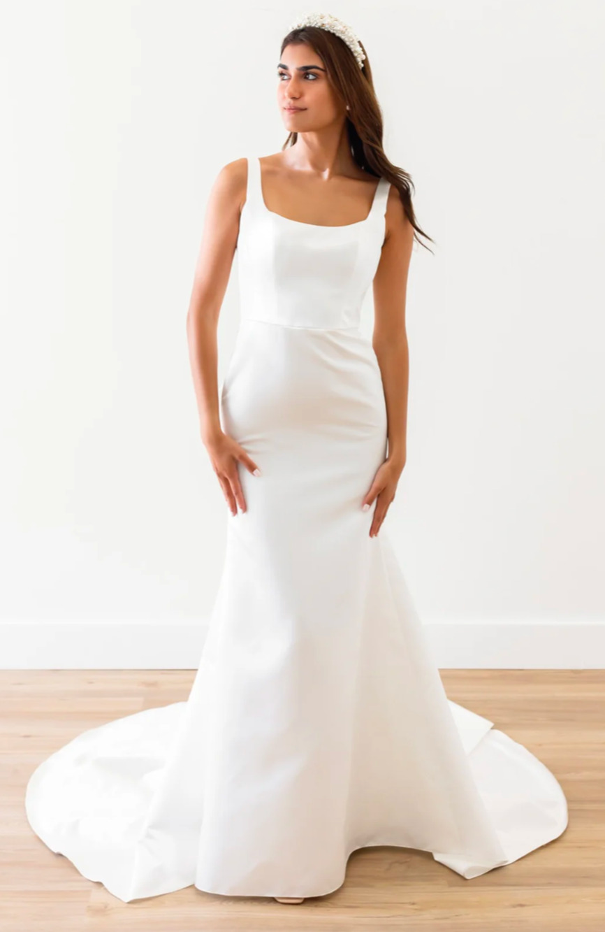 Wtoo by Watters Lourdes Wedding Gown Size 14 Minimalist Square Neck Bridal NWT